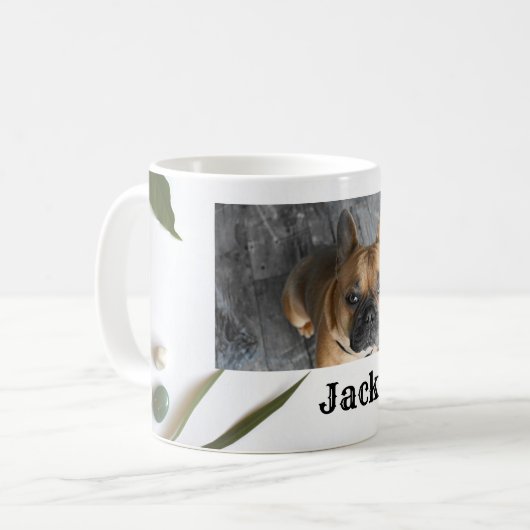 写真名パーソナライズされたかわいいドッグコーヒーマグ コーヒーマグカップ (正面左)