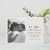 写真名モダンの横はっきりした結婚の請求書 招待状 (スタンド正面)