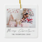 写真名モダン年スクリプトメリークリスマス セラミックオーナメント (正面)