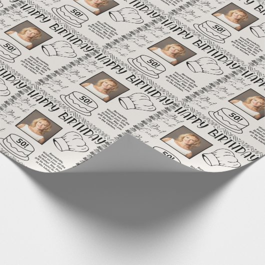 写真名年齢文字最高の調理師誕生日 ラッピングペーパー (角)