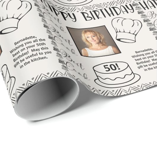 写真名年齢文字最高の調理師誕生日 ラッピングペーパー (ロールコーナー)