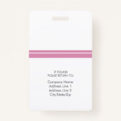 写真名従業員IDバッジ |ピンク白 バッジ (裏面)