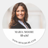 写真名文字連絡情報ブランドカラー ラウンドシール (正面)