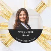 写真名文字連絡情報白黒業 ラウンドシール