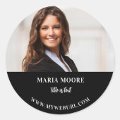 写真名文字連絡情報白黒業 ラウンドシール (正面)