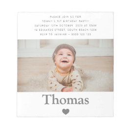 写真名最初の誕生日パーティーハート ノートパッド