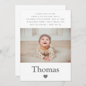 写真名最初の誕生日パーティーハート 招待状 (正面/裏面)