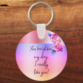 写真名水彩フローラピンクの花バラ キーホルダー (裏面)