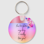 写真名水彩フローラピンクの花バラ キーホルダー (裏面)