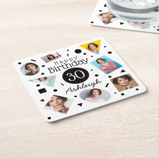 写真名30th Birthday スクエアペーパーコースター (アングル)