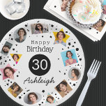 写真名30th Birthday ペーパープレート<br><div class="desc">おもしろい写真のコラージュ12パーソナライズされたの紙吹雪の形の写真の30歳の誕生日の紙のプレートの名前カスタマイズは、すべてのあなたの誕生日の治療を提供する。黒はっきりしたと白の三角形、楕円、長方形、円、および正方形の紙吹雪のグラフィック。誕生日の人の個性をお祝いに追加。</div>