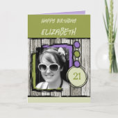 写真名purple green 21st birthdayを追加 カード (正面)