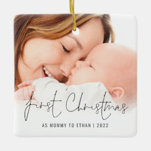 写真名Year初めてのクリスマスをMommyとして セラミックオーナメント