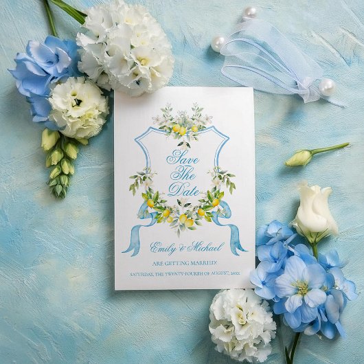 写真地中海の/クレスト結婚式の日付を保存 招待状