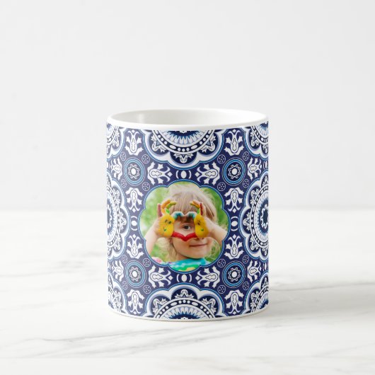 💙🤍写真地中海のAzulejos コーヒーマグカップ (中央)