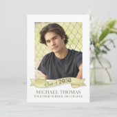 写真大学院モダントレンディーシンプル金ゴールドバナー 招待状 (スタンド正面)