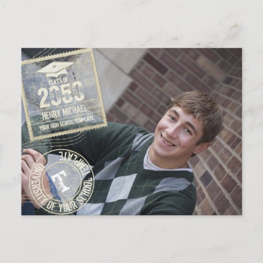 写真大学院モダンミニマエレガントリスト金ゴールド ポストカード (正面)