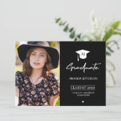 写真大学院卒業発表ブラック 案内状 (スタンド正面)