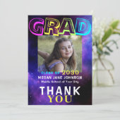 写真大学院生ネオングロー8年生のタイポグラフィ サンキューカード (スタンド正面)