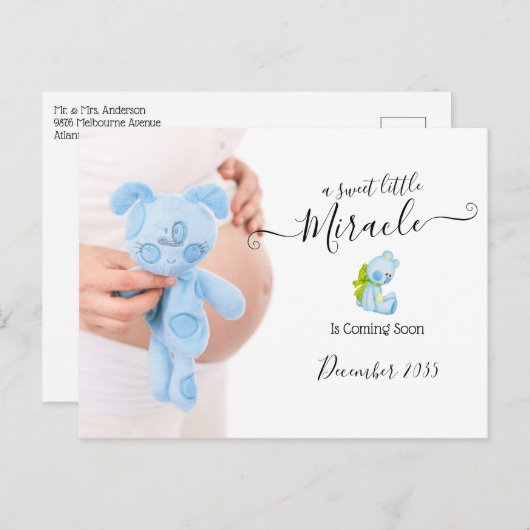 写真妊娠のお知らせ | 甘い奇跡 ポストカード (正面/裏面)