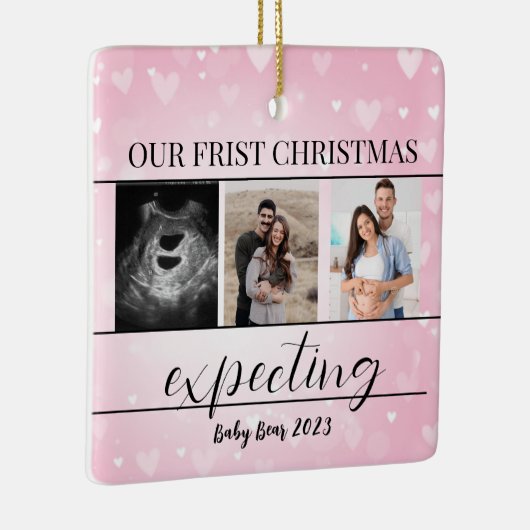 写真妊娠の新しい親1番目のクリスマス セラミックオーナメント (右)