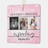 写真妊娠の新しい親1番目のクリスマス セラミックオーナメント (左)