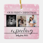 写真妊娠の新しい親1番目のクリスマス セラミックオーナメント (正面)
