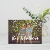 写真妊娠ビッグブラザーブルーアナウンスメントカード 案内状 (スタンド正面)