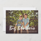 写真妊娠ビッグブラザーブルーアナウンスメントカード 案内状 (正面)