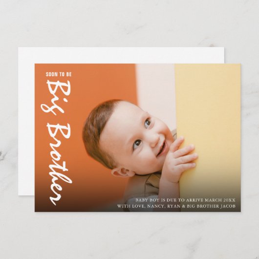 写真妊娠ビッグブラザーモダン発表 案内状 (正面/裏面)