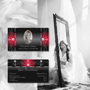 写真威厳のある付き白黒の四角い宝石 名刺