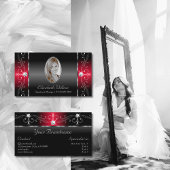 写真威厳のある付き白黒の四角い宝石 名刺