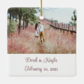 写真婚約した付きパーソナライズされたオーナメント セラミックオーナメント (裏面)