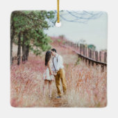 写真婚約した付きパーソナライズされたオーナメント セラミックオーナメント (裏面)