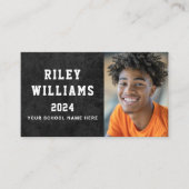 写真学生の卒業ダークグレーのテクスチャ 名刺 (正面)