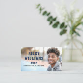 写真学生の卒業ネットワークダークブルー 名刺 (スタンド正面)