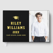 写真学生卒業生の卒業式キャップブラック実在 ゲストブック (正面)