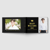 写真学生卒業生の卒業式キャップブラック実在 ゲストブック (全面)