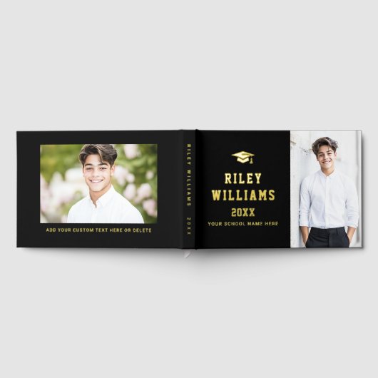 写真学生卒業生の卒業式キャップブラック実在 ゲストブック (全面)