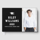 写真学生卒業生の卒業式キャップブラック ゲストブック (正面)