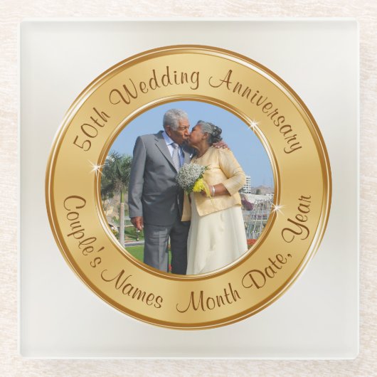 写真安50周年記念ギフト買1またはセット ガラスコースター (正面)