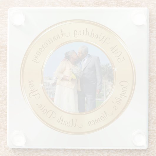 写真安50周年記念ギフト買1またはセット ガラスコースター (裏面)