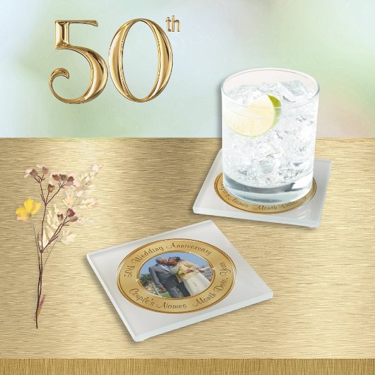 写真安50周年記念ギフト買1またはセット ガラスコースター