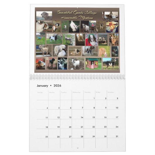 写真完璧なフォトカレンダー美しいヤギ カレンダー (1月 2026)