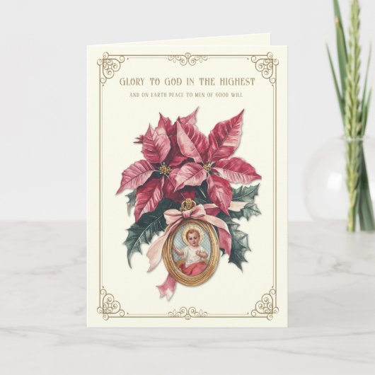 写真宗教イエスポインセチア聖なる書物、 経典 シーズンカード (正面)