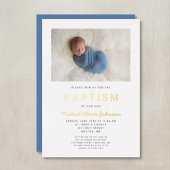 写真宗教クロスブルーボーイバプテスマ金ゴールド 箔招待状