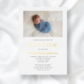 写真宗教クロスブルーボーイバプテスマ金ゴールド 箔招待状