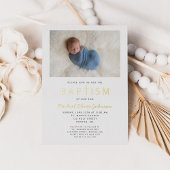 写真宗教クロスブルーボーイバプテスマ金ゴールド 箔招待状