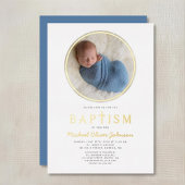 写真宗教クロスボーイバプテスマ金ゴールド 箔招待状