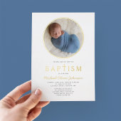 写真宗教クロスボーイバプテスマ金ゴールド 箔招待状